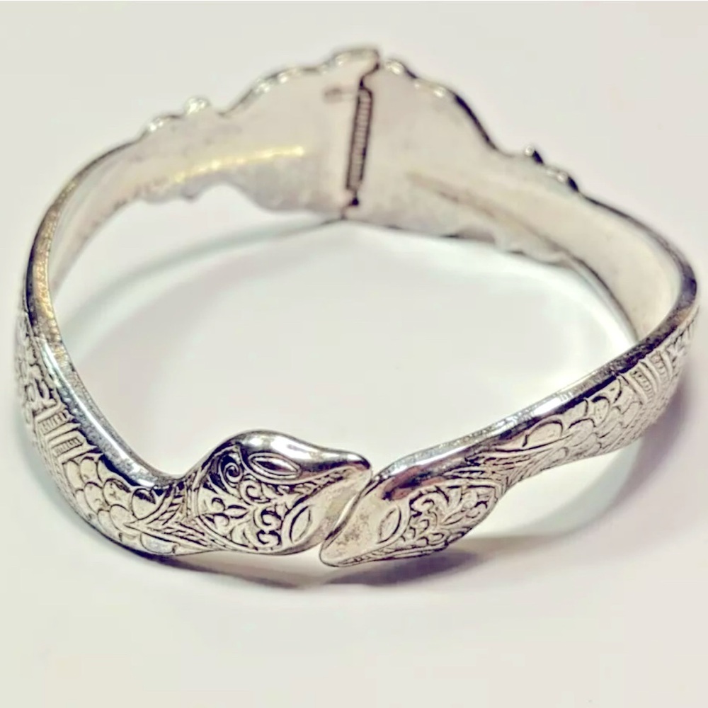 kirk Stieff Vintage Marked Pewter hinged Snake Bracelet Art Deco 🌱